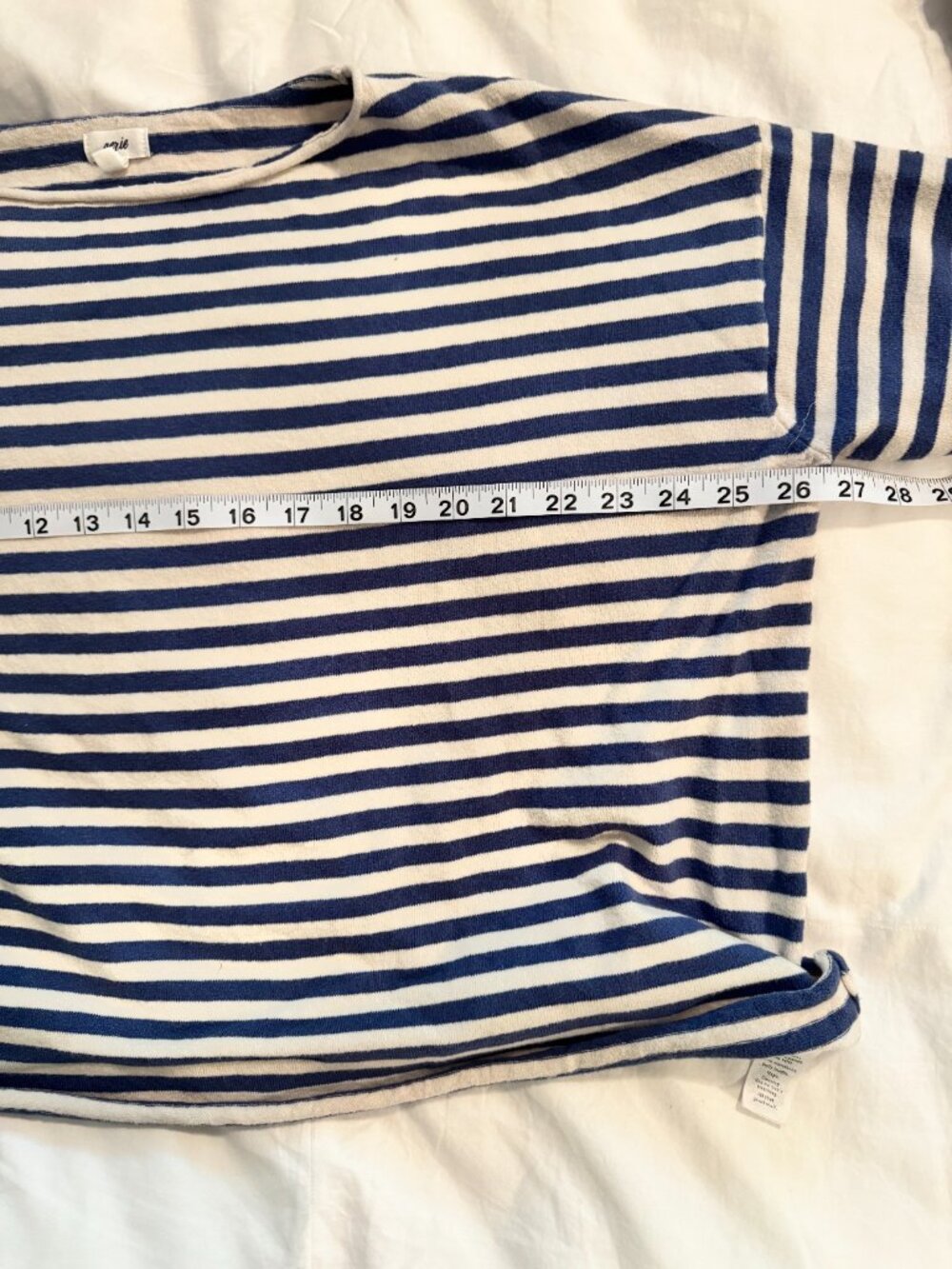 Aerie Blue Cream Striped Oversized Boat Neck Sweater Top M - Picture 5 of 13